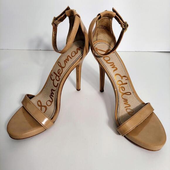 Sam Edelman Patti Ankle Strap Heel Beige Patent Leather Women's Size 8 - Picture 8 of 9